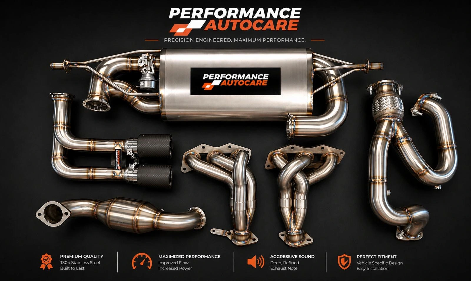 Bespoke T304 Stainless Steel Exhaust System Breakdown